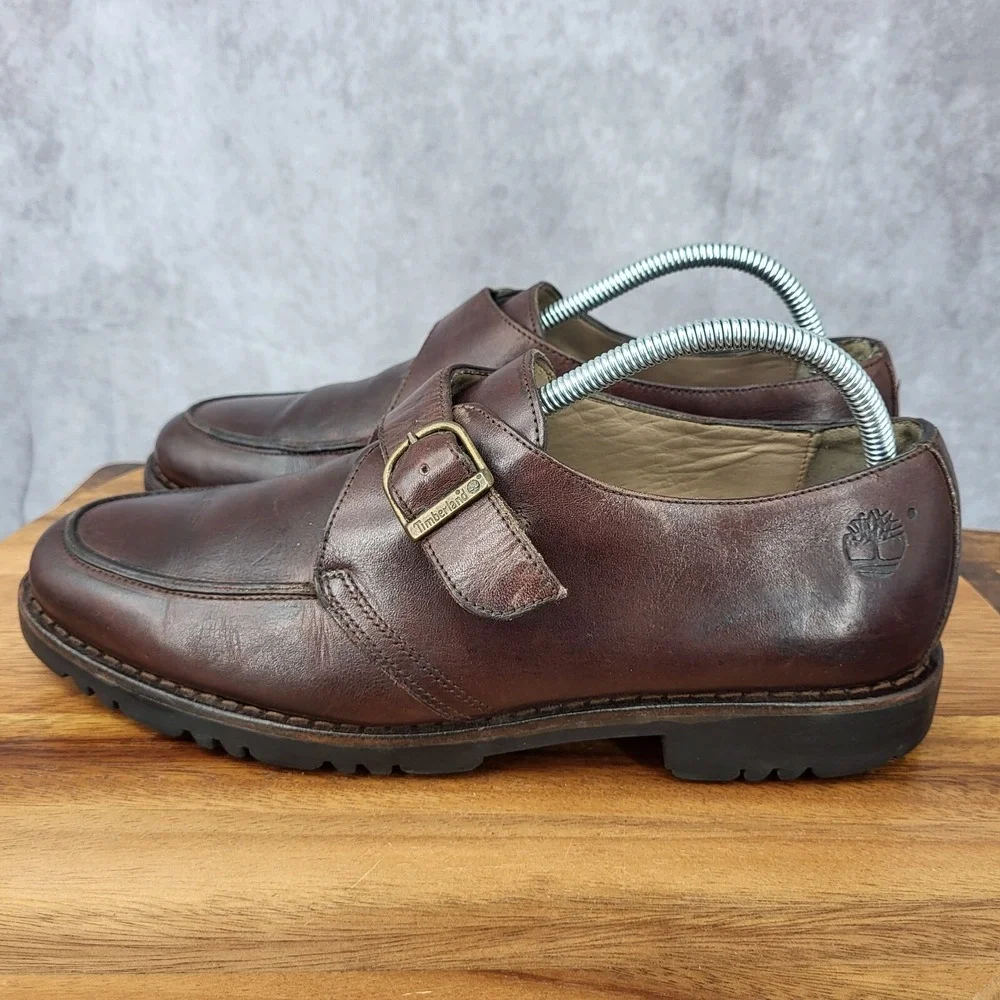 Timberland Monk Strap Shoes Mens 9 Brown Leather Casual Dress Shoes‎ 60048